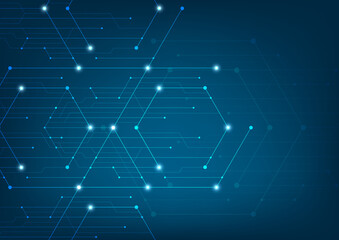 Wall Mural - abstract lines and dots connect background. technology connection digital data and big data concept.