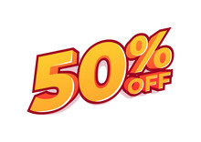 50% off sale tag. Sale of special offers. Discount with the price is 50%.