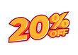 20% off sale tag. Sale of special offers. Discount with the price is 20%.