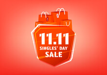 11.11 Singles Day Sale Poster Or Flyer Design. Global Shopping Day Online Sale.