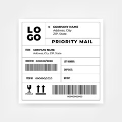 Shipping barcode sticker label template.