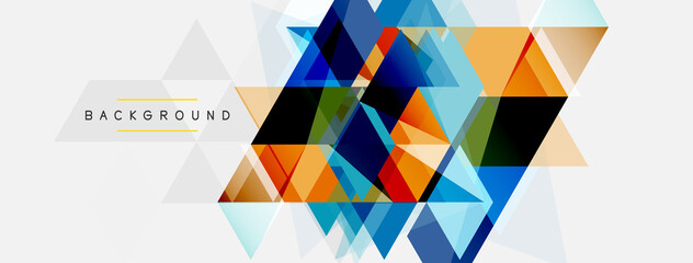 Wall Mural - Mosaic triangles geometric background. Techno or business concept, pattern for wallpaper, banner, background, landing page