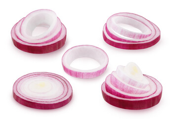 Wall Mural - Collection of a red onion isolated on white background.