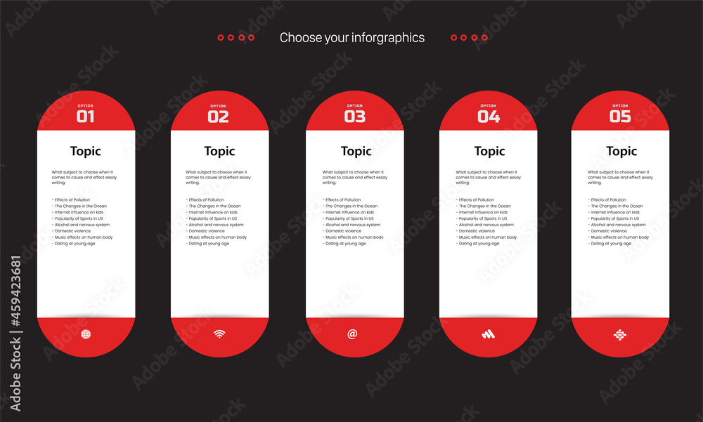Fiv Inforgraphic Five Infographic design with icons. five options or five steps. process ...