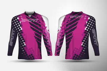Long sleeve, t-shirt sport racing jersey with abstract background design