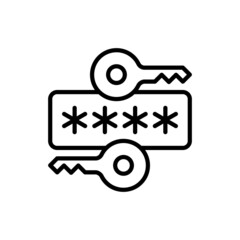 Wall Mural - password manager thin line icon. key and secret code. data protection. modern vector illustration.