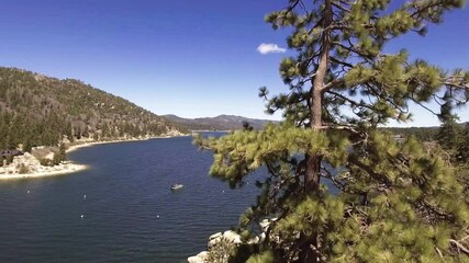 Sticker - A beautiful 4K scenery of the Big Bear Lake in California, USA