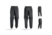 Blank Black Sport Sweatpants Mock Up, Different Views