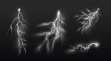 Wall Mural - set of zippers, thunderstorm and effect lightning.