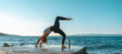 junge gelenkige Frau praktiziert Yoga und macht die Rad Figur