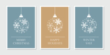 Christmas Card Set With Hangin Ball Decoratoin With Snowflakes
