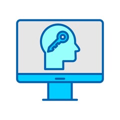 Wall Mural - Online Psycology Key Line Bluetone Icon Design