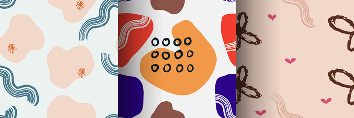 Set of abstract trendy hand drawn shapes and design elements. Pattern Creation set. Vector