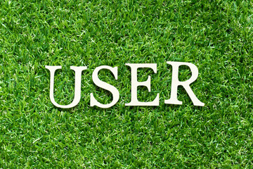 Wall Mural - Alphabet letter in word user on green grass background