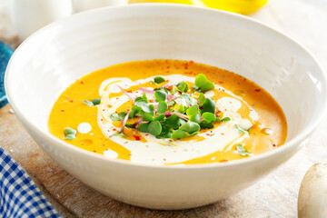 Wall Mural - Autumn soup with pumpkin and ginger