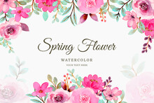 Spring Pink Flower Background With Watercolor
