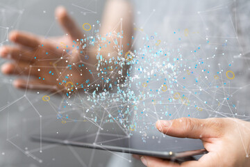Fototapete - Artificial Intelligence Cloud technology. Integrated digital web concept background