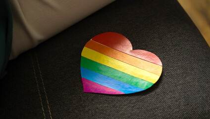 LGBT rainbow heart close-up. LGBTQ symbol