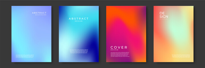 Poster - Blurred backgrounds set with modern abstract blurred color gradient patterns. Templates collection for brochures, posters, banners, flyers and cards. Vector illustration.