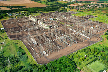 Wall Mural - Aerial view of an electric substation in Brazil.