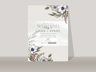 Wall Mural - Floral wedding invitation card template