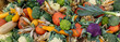 © LariBat - Cauliflower, pumpkins, zucchini, corn, leek and other vegetables on counter of agricultural fair. Concept of farming, harvesting, Thanksgiving. Background on agriculture