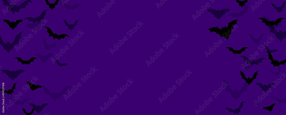 Purple halloween background with flying bats. Stock Vector | Adobe Stock