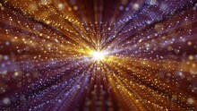 Abstract Glitzy Background With Glowing, Glittering Gold And Blue Particles And Shimmering Light Rays. Full HD And Looping Glamour Motion Background Animation.