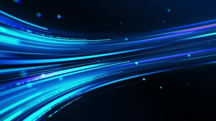 Wall Mural - technology background with abstract digital flow. colorful light trails animation with bright partic