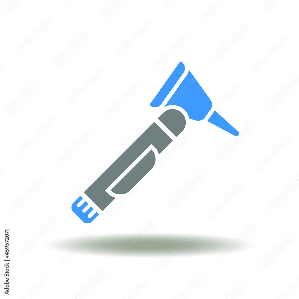 Vector illustration of otoscope. Symbol of ENT Ear Nose Throat. Icon of ...