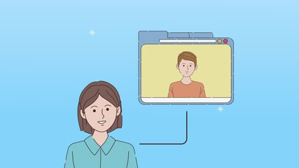 Poster - digital work animation with woman and man