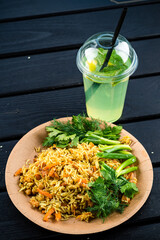 Wall Mural - Traditional vegetarian pilaf with chickpeas cooked with spices