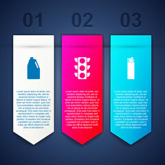 Sticker - Set Household chemicals bottle, Traffic light and Lighter. Business infographic template. Vector