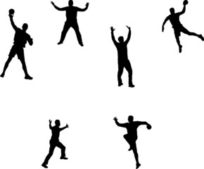 Poster - handball players and goalkeeper silhouettes