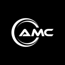 AMC Letter Logo Design With Black Background In Illustrator, Vector Logo Modern Alphabet Font Overlap Style. Calligraphy Designs For Logo, Poster, Invitation, Etc.