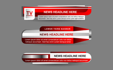 Wall Mural - set collection vector of broadcast news lower thirds template layout design banner for bar headline 