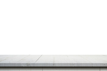 Wall Mural - Empty wood table on isolate white background and display montage with copy space for product.