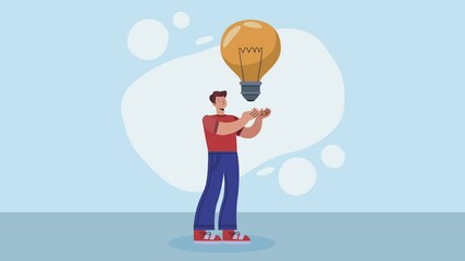 Sticker - young man with bulb animation