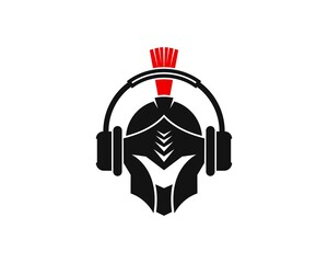 Sticker - Ancient spartan helmet with music headphone