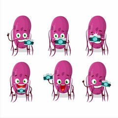 Sticker - Photographer profession emoticon with virus Molecule cartoon character