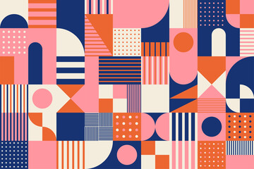 Wall Mural - a retro pattern with mosaics of various shapes. simple pattern design template.