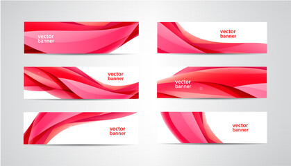 Wall Mural - Vector set of abstract silk wavy headers, red banners. Use for web site, ad, brochure