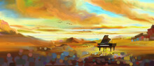 Fantasy The Piano Concert Classic And Emotion Surreal In Desert.