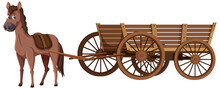 Medieval Wooden Wagon With A Horse