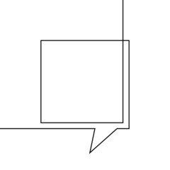 Wall Mural - One line drawing of square speech bubble, Black and white vector minimalistic linear illustration made of continuous line