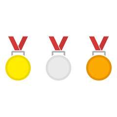 Poster - Medal vector icon set. Gold medal, silver medal, bronze medal