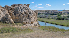 Rock Formations Along The Milk River In Writing On Stone Provincial Park, Alberta, Canada