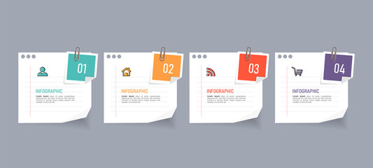 Four steps Timeline Infographics design template.	
