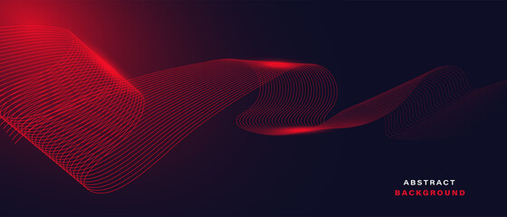 Abstract red background with wave lines vector