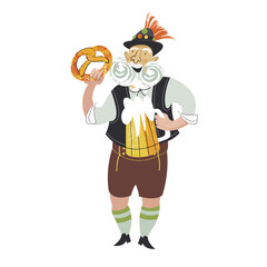 Wall Mural - A cheerful character of the Oktoberfest festival. Vector illustration.